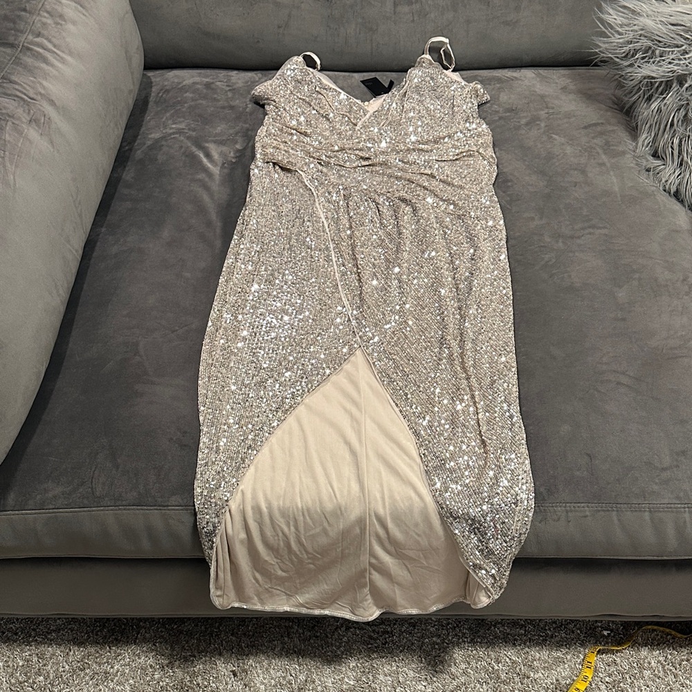 TFNC Silver Sequin Maxi Dress